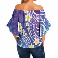 Plumeria With Galaxy Polynesian Tattoo Pattern Off Shoulder Wrap Waist Top LT05 - Polynesian Pride