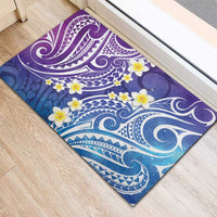 Plumeria With Galaxy Polynesian Tattoo Pattern Rubber Doormat