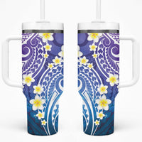 Plumeria With Galaxy Gradient Polynesian Tattoo Pattern Tumbler With Handle