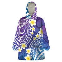 Plumeria With Galaxy Polynesian Tattoo Pattern Wearable Blanket Hoodie LT05 One Size Galaxy - Polynesian Pride