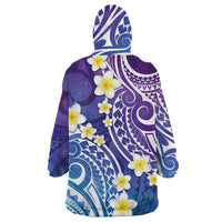 Plumeria With Galaxy Polynesian Tattoo Pattern Wearable Blanket Hoodie LT05 - Polynesian Pride