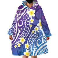 Plumeria With Galaxy Polynesian Tattoo Pattern Wearable Blanket Hoodie LT05 - Polynesian Pride