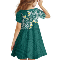 Plumeria With Teal Polynesian Tattoo Pattern Family Matching Off Shoulder Maxi Dress and Hawaiian Shirt LT05 - Polynesian Pride