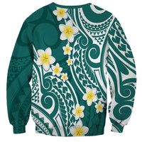 Plumeria With Teal Polynesian Tattoo Pattern Sweatshirt