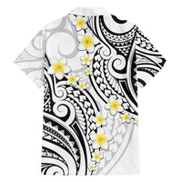 Plumeria With White Polynesian Tattoo Pattern Family Matching Off Shoulder Maxi Dress and Hawaiian Shirt LT05 - Polynesian Pride