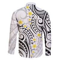 Plumeria With White Polynesian Tattoo Pattern Family Matching Off Shoulder Maxi Dress and Hawaiian Shirt LT05 - Polynesian Pride