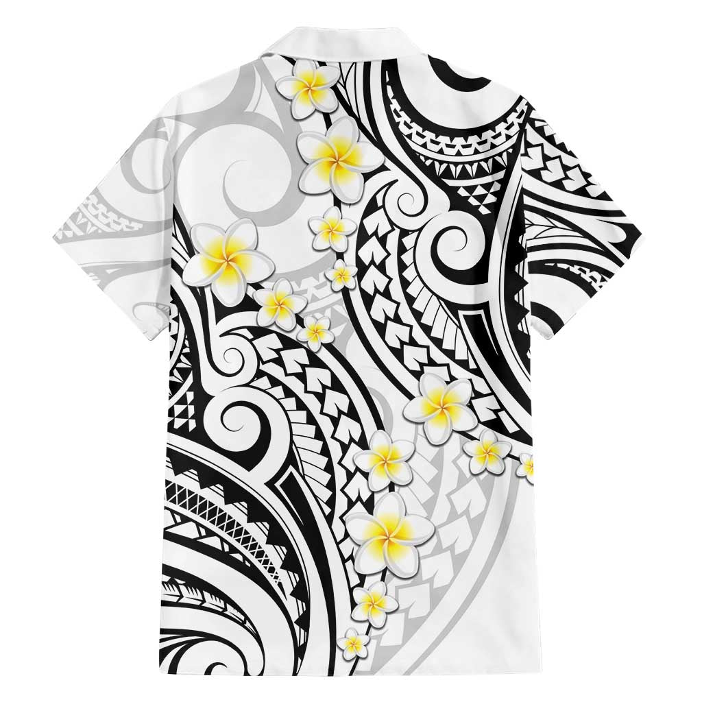 Plumeria With White Polynesian Tattoo Pattern Family Matching Short Sleeve Bodycon Dress and Hawaiian Shirt LT05 - Polynesian Pride