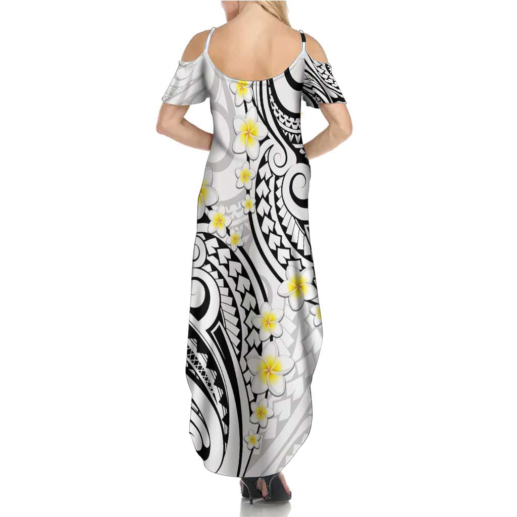 Plumeria With White Polynesian Tattoo Pattern Family Matching Summer Maxi Dress and Hawaiian Shirt LT05 - Polynesian Pride