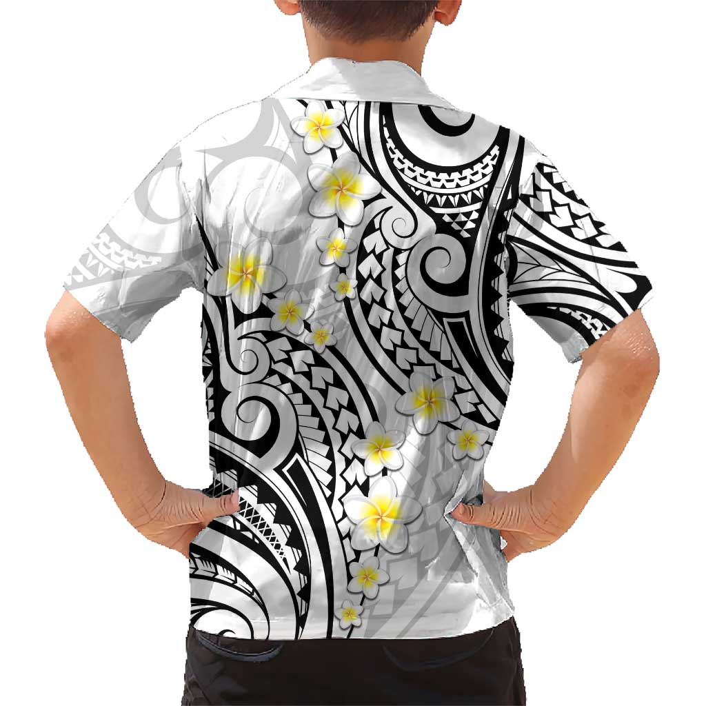 Plumeria With White Polynesian Tattoo Pattern Hawaiian Shirt