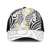 Plumeria With White Polynesian Tattoo Pattern Mesh Trucker Cap - Polynesian Pride