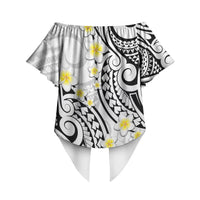 Plumeria With White Polynesian Tattoo Pattern Off Shoulder Wrap Waist Top LT05 - Polynesian Pride