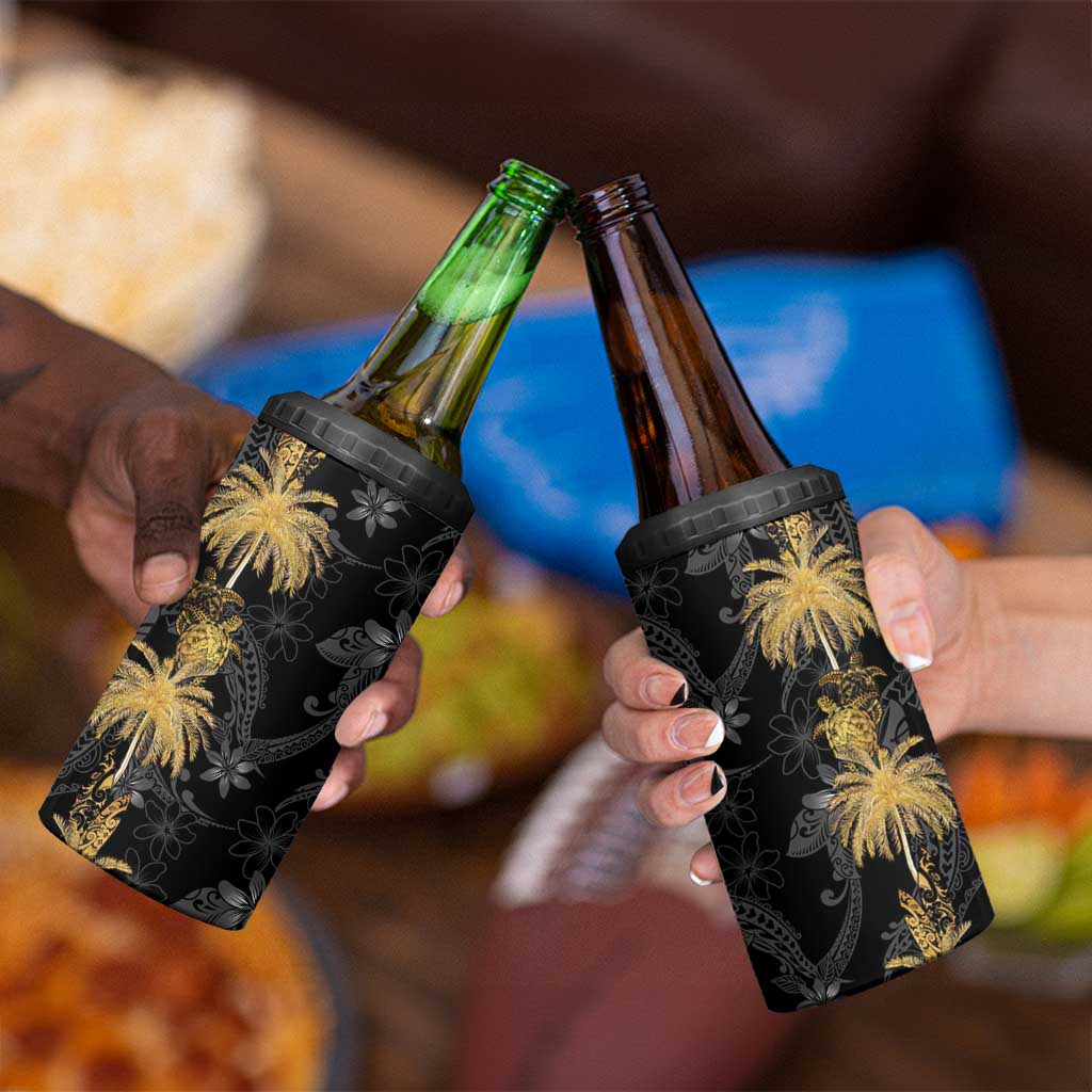 Hawaiian Honu And Surfboards 4 in 1 Can Cooler Tumbler Gold Style - Polynesian Pride