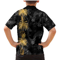 Hawaiian Honu And Surfboards Family Matching Mermaid Dress and Hawaiian Shirt Gold Style LT05 - Polynesian Pride