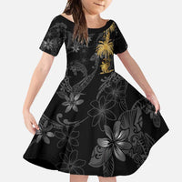 Hawaiian Honu And Surfboards Family Matching Mermaid Dress and Hawaiian Shirt Gold Style LT05 Daughter's Dress Gold - Polynesian Pride