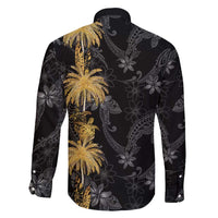 Hawaiian Honu And Surfboards Family Matching Mermaid Dress and Hawaiian Shirt Gold Style LT05 - Polynesian Pride