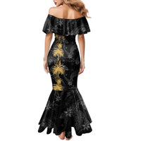 Hawaiian Honu And Surfboards Family Matching Mermaid Dress and Hawaiian Shirt Gold Style LT05 - Polynesian Pride