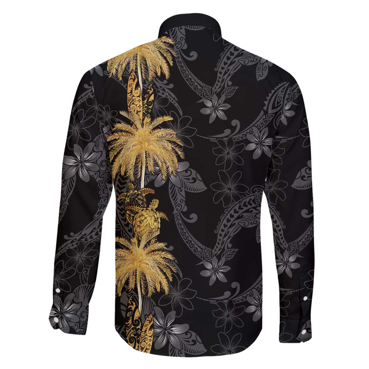 Hawaiian Honu And Surfboards Family Matching Off The Shoulder Long Sleeve Dress and Hawaiian Shirt Gold Style LT05 - Polynesian Pride
