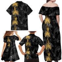 Hawaiian Honu And Surfboards Family Matching Off Shoulder Maxi Dress and Hawaiian Shirt Gold Style LT05 - Polynesian Pride
