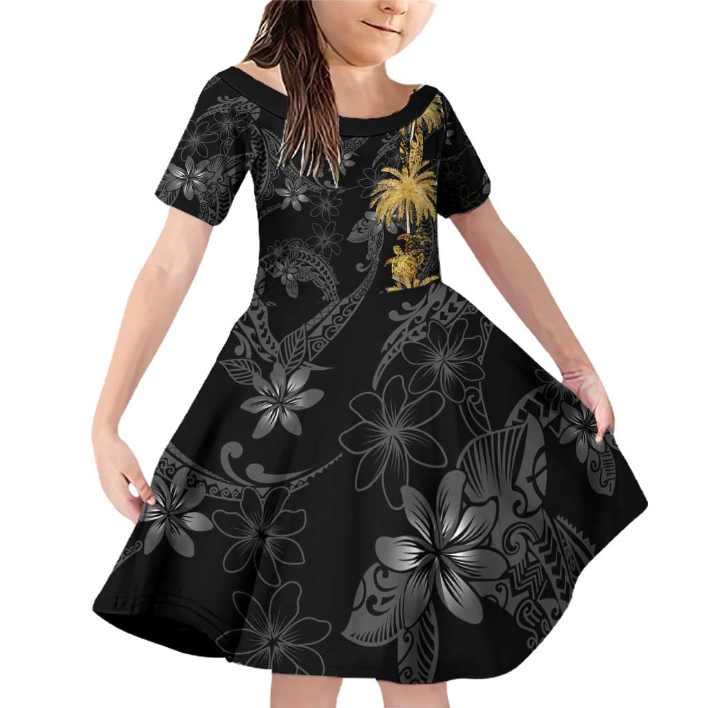 Hawaiian Honu And Surfboards Family Matching Off Shoulder Short Dress and Hawaiian Shirt Gold Style - Polynesian Pride