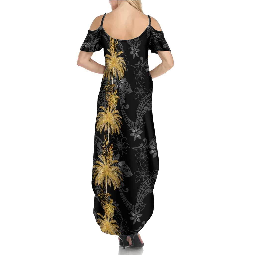 Hawaiian Honu And Surfboards Family Matching Summer Maxi Dress and Hawaiian Shirt Gold Style LT05 - Polynesian Pride