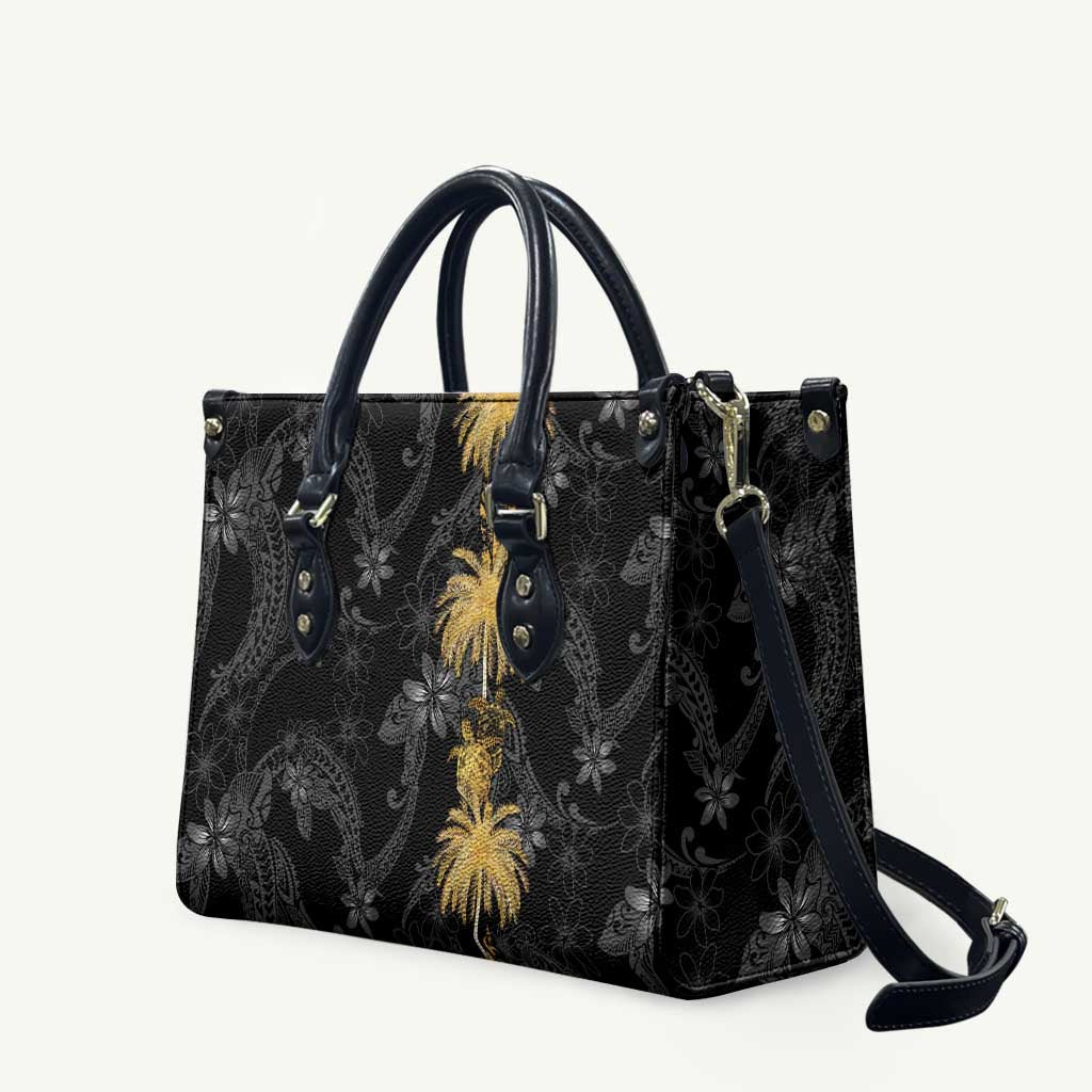 Hawaiian Honu And Surfboards Leather Bag Gold Style - Polynesian Pride