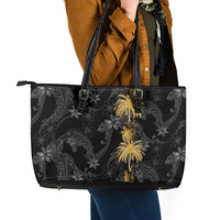Hawaiian Honu And Surfboards Leather Tote Bag Gold Style LT05 - Polynesian Pride
