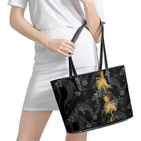 Hawaiian Honu And Surfboards Leather Tote Bag Gold Style LT05 - Polynesian Pride