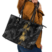 Hawaiian Honu And Surfboards Leather Tote Bag Gold Style LT05 - Polynesian Pride