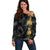 Hawaiian Honu And Surfboards Off Shoulder Sweater Gold Style - Polynesian Pride
