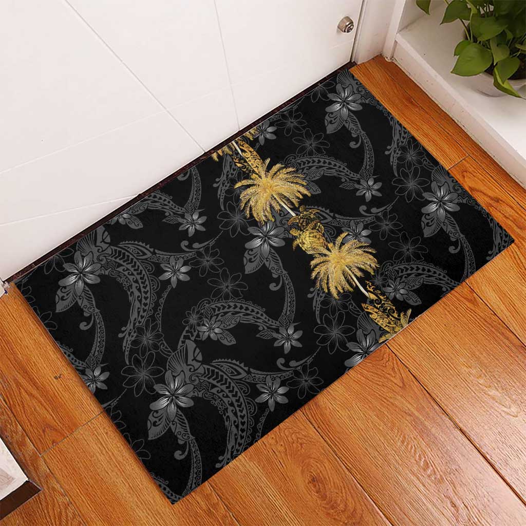 Hawaiian Honu And Surfboards Rubber Doormat Gold Style - Polynesian Pride
