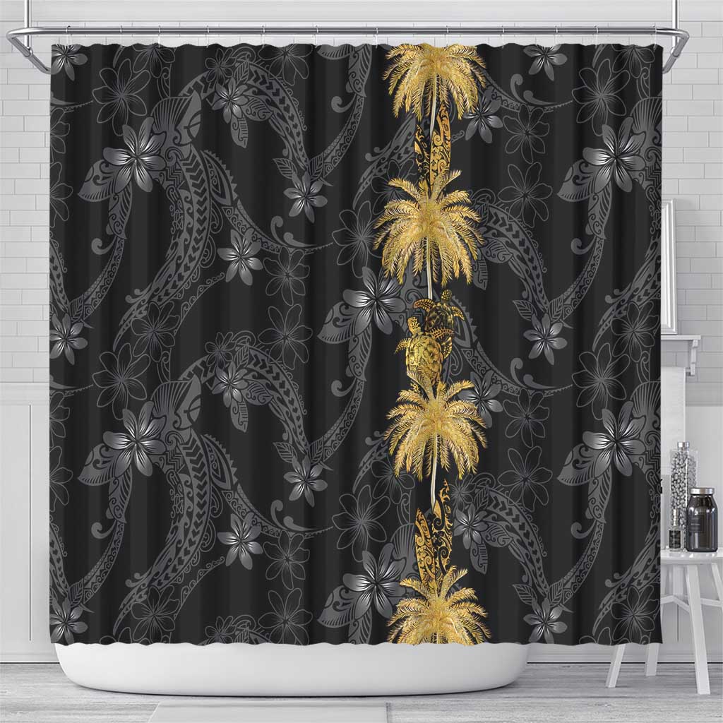 Hawaiian Honu And Surfboards Shower Curtain Gold Style - Polynesian Pride