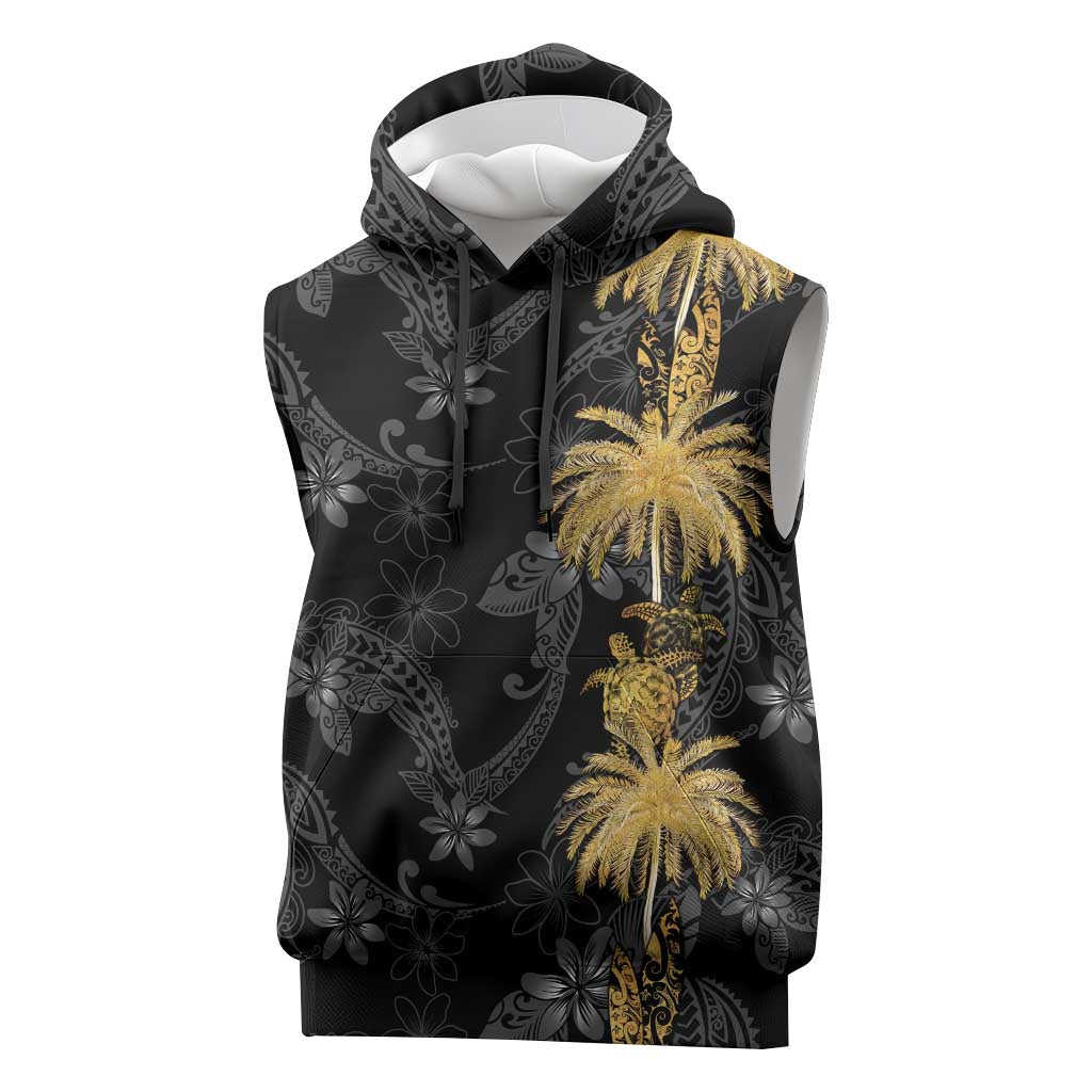 Hawaiian Honu And Surfboards Sleeveless Hoodie Gold Style LT05 Gold - Polynesian Pride