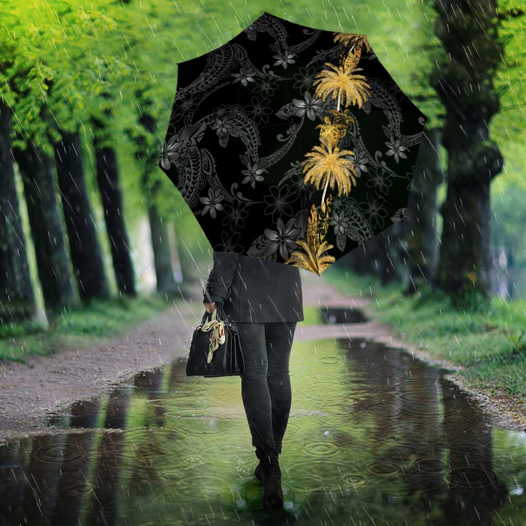 Hawaiian Honu And Surfboards Umbrella Gold Style - Polynesian Pride