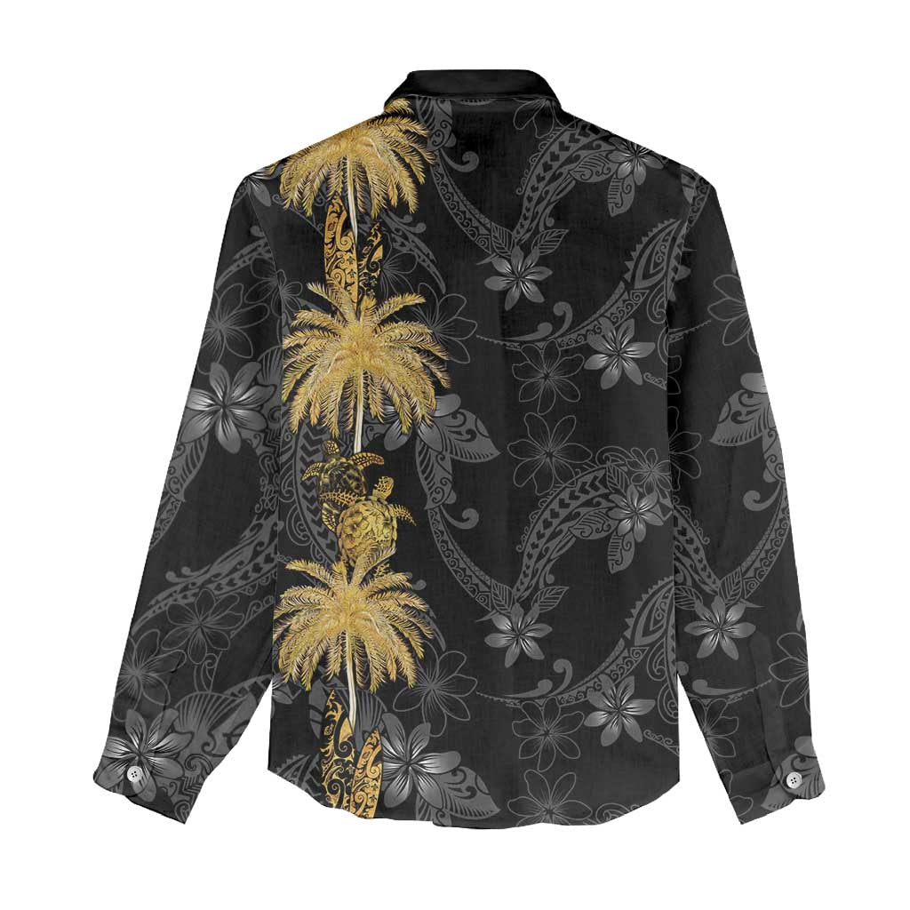 Hawaiian Honu And Surfboards Women Casual Shirt Gold Style - Polynesian Pride