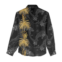 Hawaiian Honu And Surfboards Women Casual Shirt Gold Style - Polynesian Pride