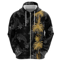 Hawaiian Honu And Surfboards Zip Hoodie Gold Style LT05 - Polynesian Pride