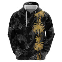 Hawaiian Honu And Surfboards Zip Hoodie Gold Style LT05 - Polynesian Pride