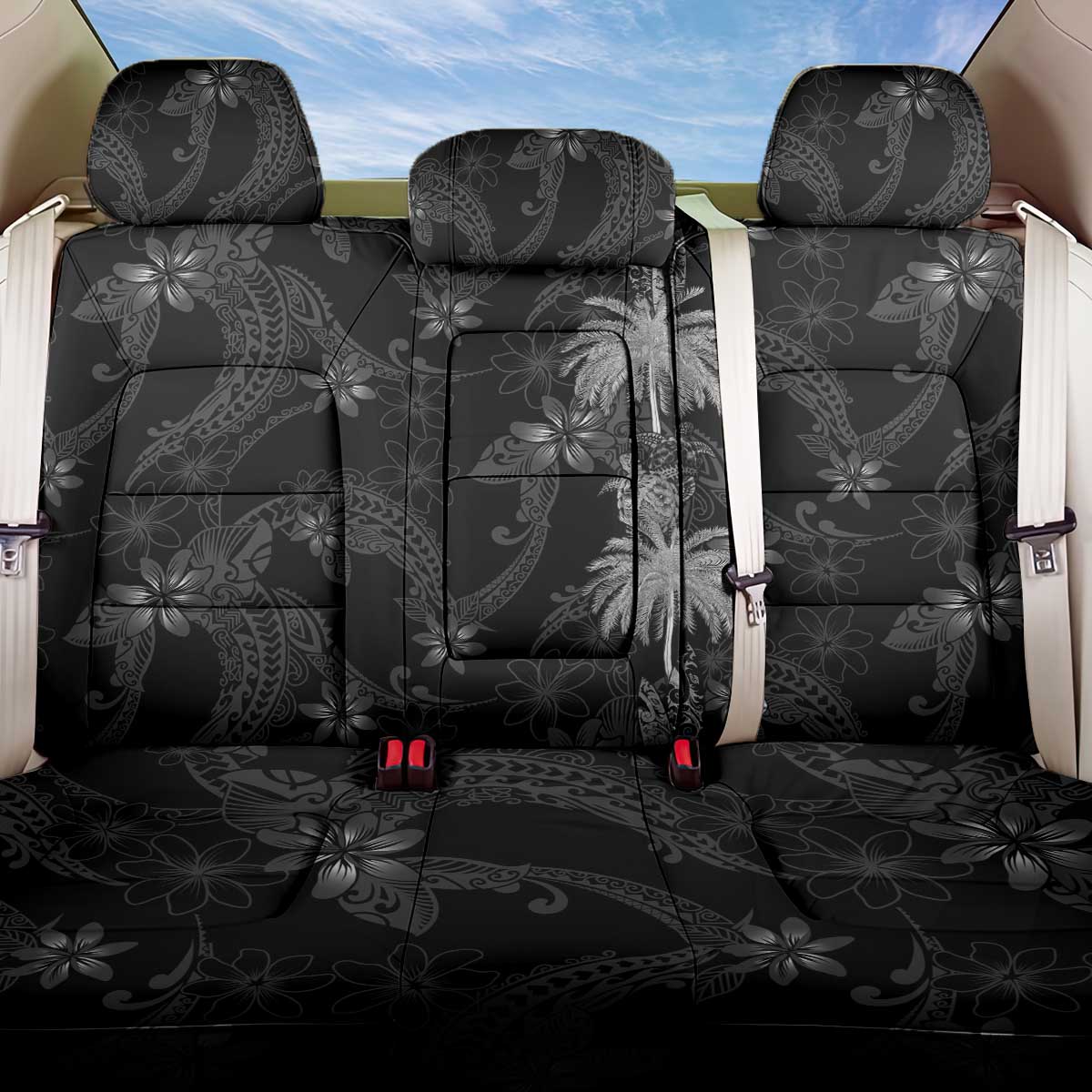 Hawaiian Honu And Surfboards Back Car Seat Cover Silver Style - Polynesian Pride