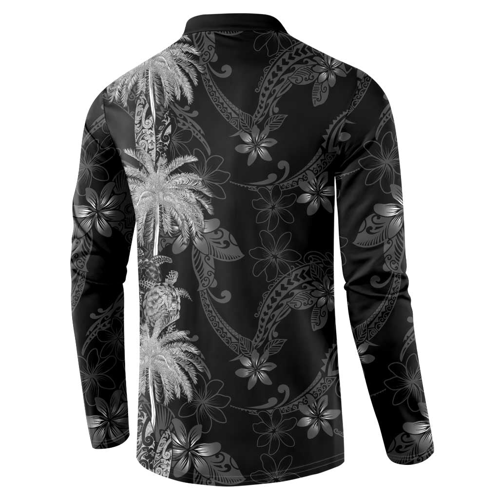 Hawaiian Honu And Surfboards Button Sweatshirt Silver Style - Polynesian Pride