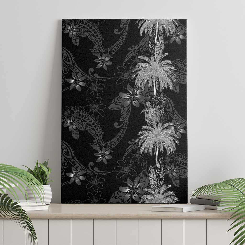 Hawaiian Honu And Surfboards Canvas Wall Art Silver Style - Polynesian Pride