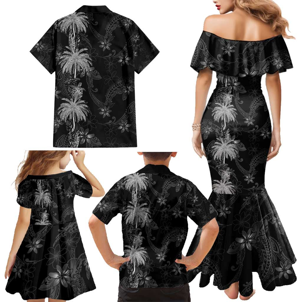 Hawaiian Honu And Surfboards Family Matching Mermaid Dress and Hawaiian Shirt Silver Style LT05 - Polynesian Pride