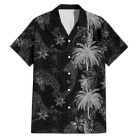 Hawaiian Honu And Surfboards Family Matching Mermaid Dress and Hawaiian Shirt Silver Style LT05 Dad's Shirt - Short Sleeve Silver - Polynesian Pride