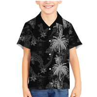Hawaiian Honu And Surfboards Family Matching Mermaid Dress and Hawaiian Shirt Silver Style LT05 Son's Shirt Silver - Polynesian Pride