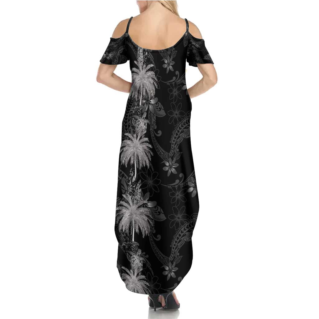 Hawaiian Honu And Surfboards Family Matching Summer Maxi Dress and Hawaiian Shirt Silver Style LT05 - Polynesian Pride