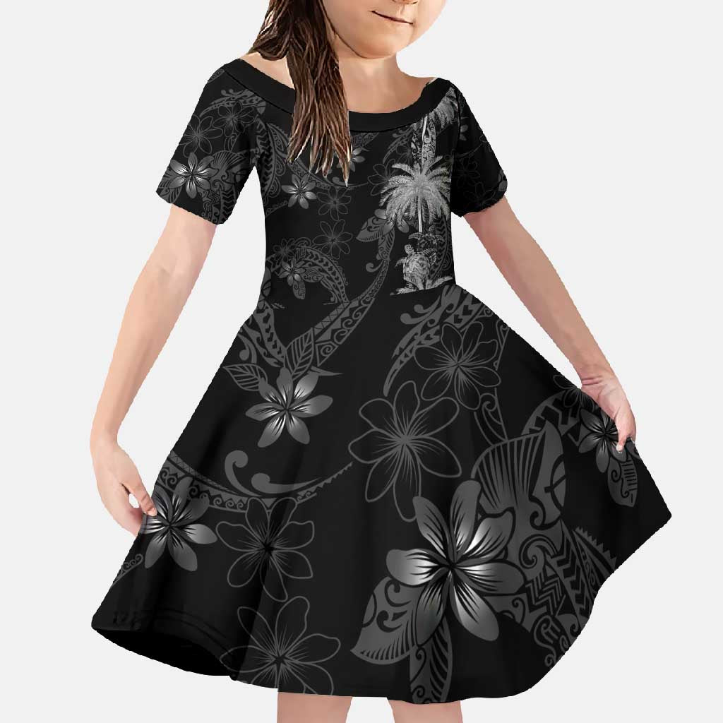 Hawaiian Honu And Surfboards Family Matching Tank Maxi Dress and Hawaiian Shirt Silver Style LT05 Daughter's Dress Silver - Polynesian Pride
