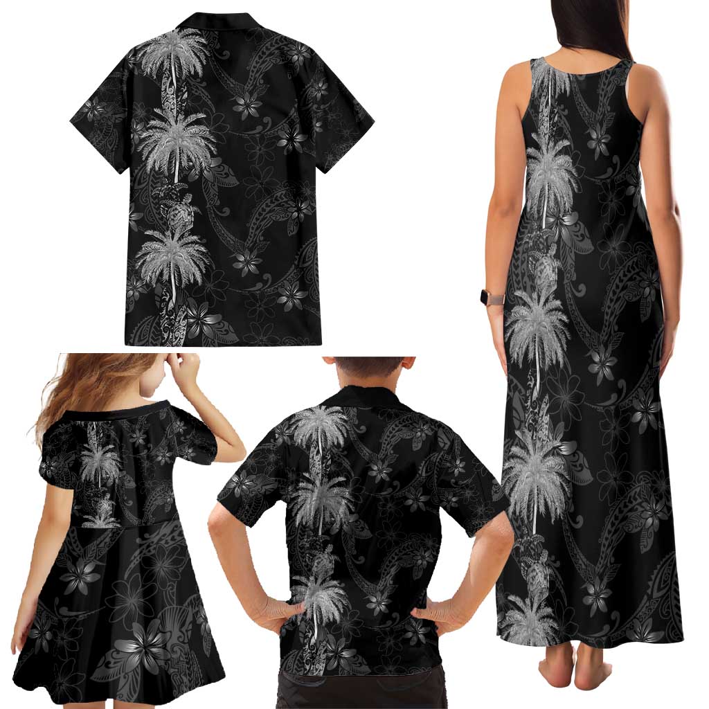 Hawaiian Honu And Surfboards Family Matching Tank Maxi Dress and Hawaiian Shirt Silver Style LT05 - Polynesian Pride