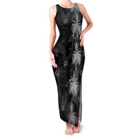 Hawaiian Honu And Surfboards Family Matching Tank Maxi Dress and Hawaiian Shirt Silver Style LT05 Mom's Dress Silver - Polynesian Pride