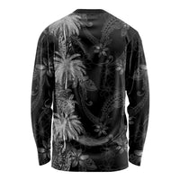 Hawaiian Honu And Surfboards Long Sleeve Shirt Silver Style - Polynesian Pride