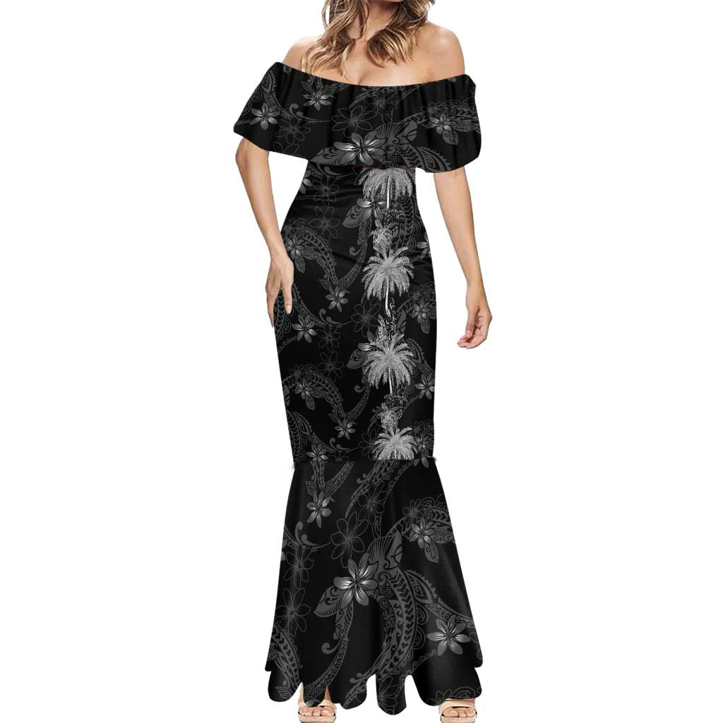 Hawaiian Honu And Surfboards Mermaid Dress Silver Style - Polynesian Pride