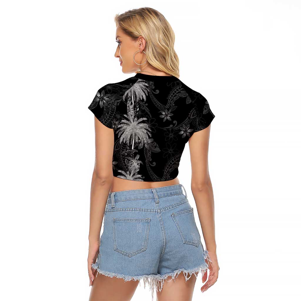Hawaiian Honu And Surfboards Raglan Cropped T Shirt Silver Style LT05 - Polynesian Pride